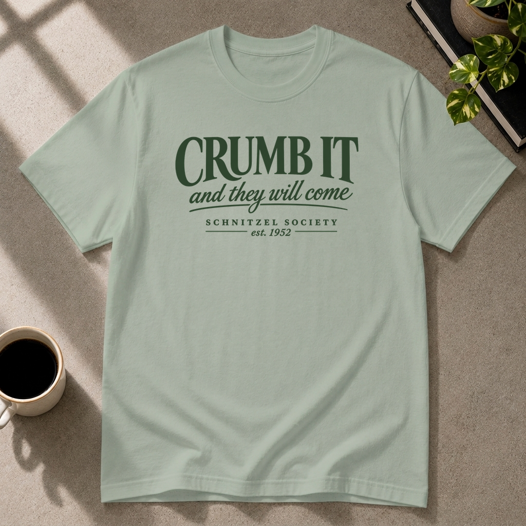 Crumb It graphic T-shirt in sage by Butter & Tonic on 2xl tee by Butter & Tonic