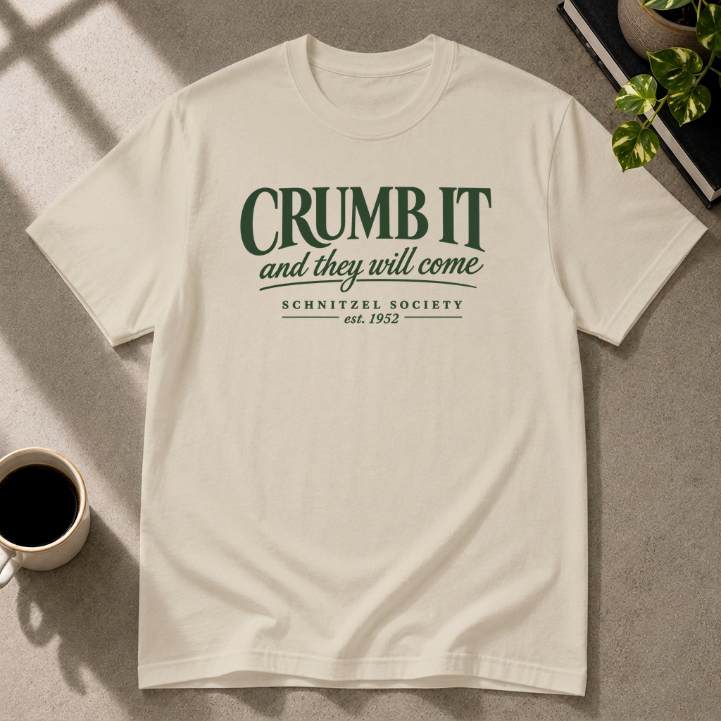 Crumb It graphic T-shirt in sand by Butter & Tonic on xl tee by Butter & Tonic