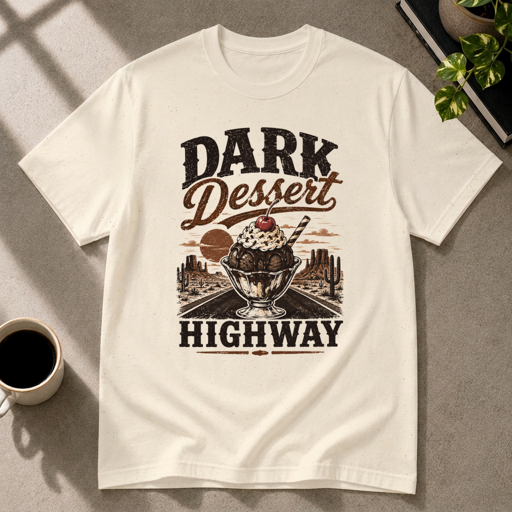 Dark Dessert Highway graphic T-shirt in natural by Butter & Tonic on s tee by Butter & Tonic