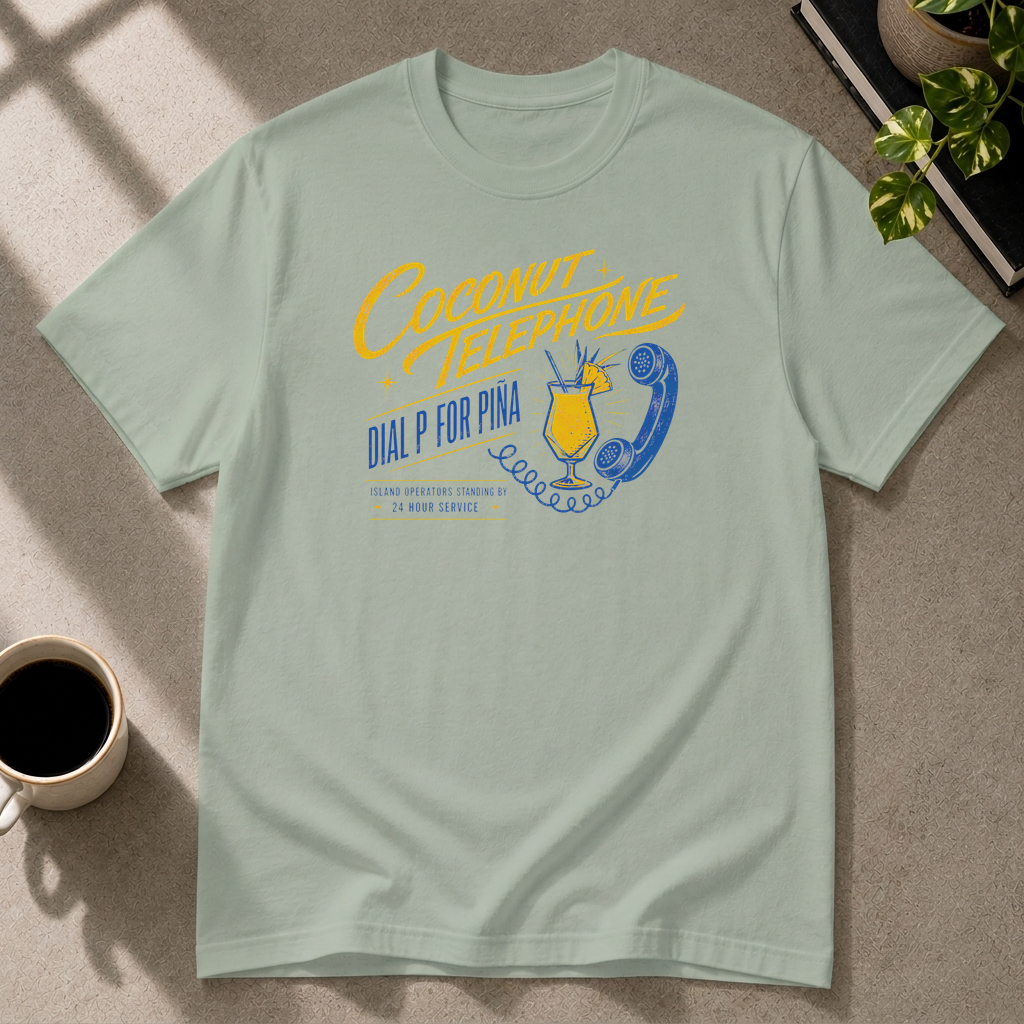 Piña colada graphic T-shirt in sage by Butter & Tonic on xl tee by Butter & Tonic