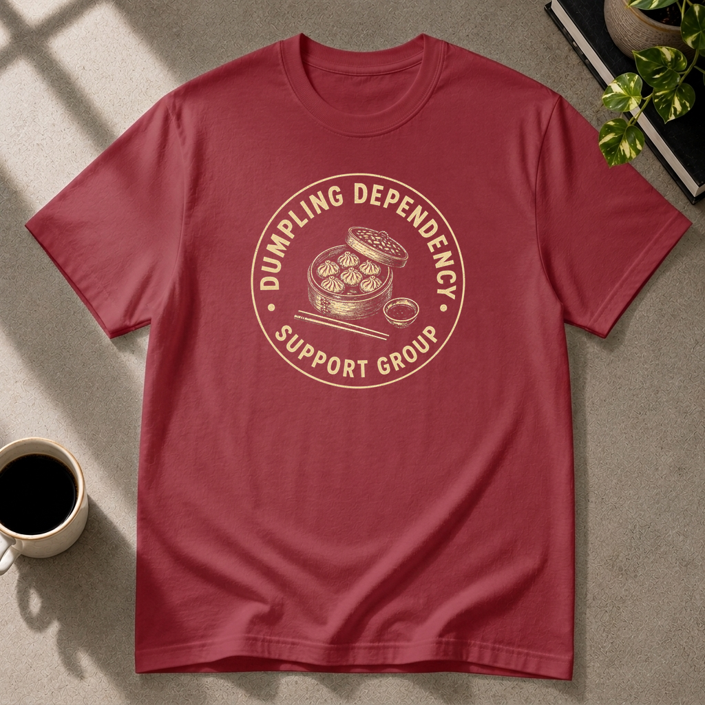 Dumpling graphic T-shirt in antique-cherry-red by Butter & Tonic on 3xl tee by Butter & Tonic