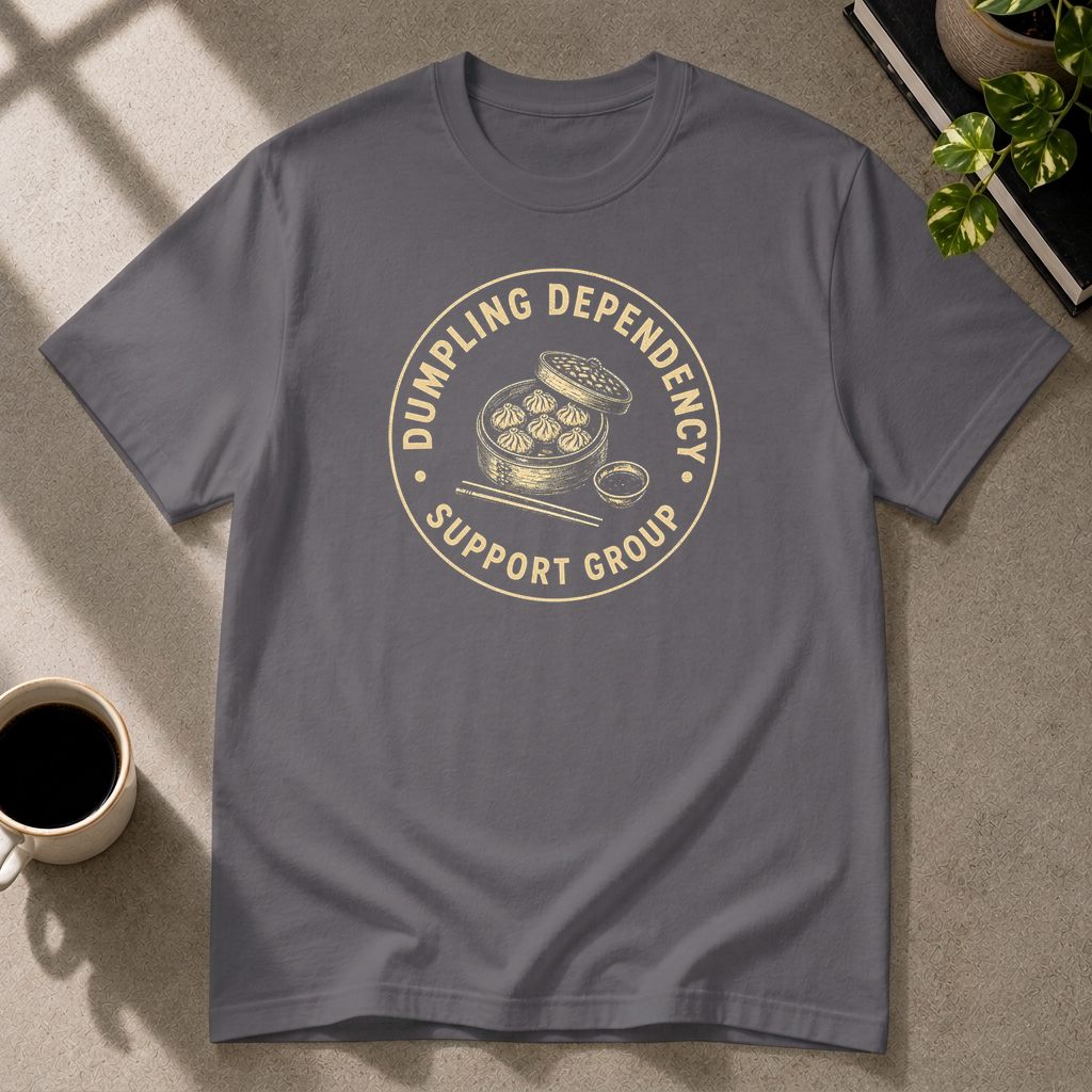 Dumpling graphic T-shirt in charcoal by Butter & Tonic on 2xl tee by Butter & Tonic