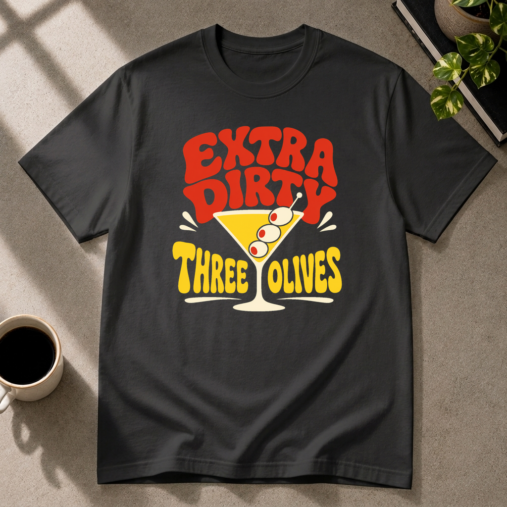 Dirty Martini graphic T-shirt in black by Butter & Tonic on s tee by Butter & Tonic