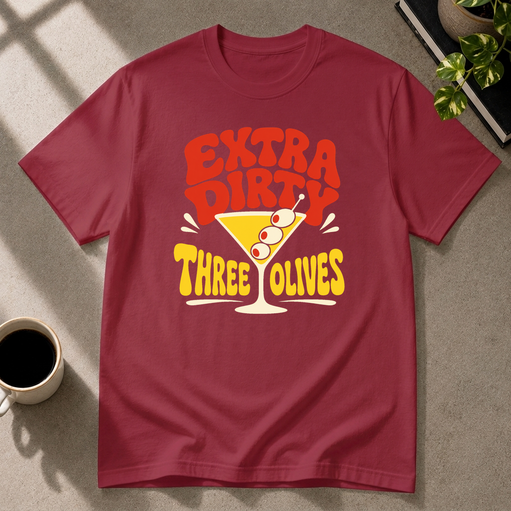 Dirty Martini graphic T-shirt in cardinal-red by Butter & Tonic on m tee by Butter & Tonic
