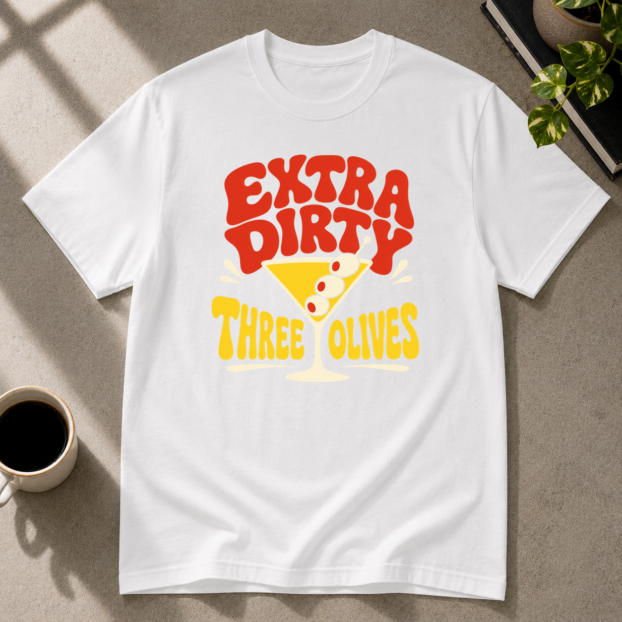 Dirty Martini graphic T-shirt in white by Butter & Tonic on xl tee by Butter & Tonic