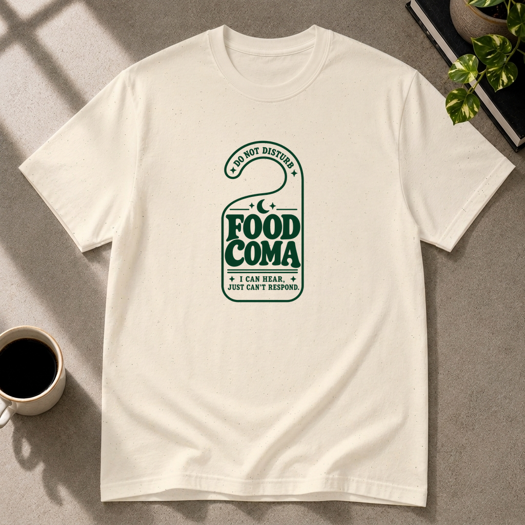 Food Coma graphic T-shirt in natural by Butter & Tonic on s tee by Butter & Tonic