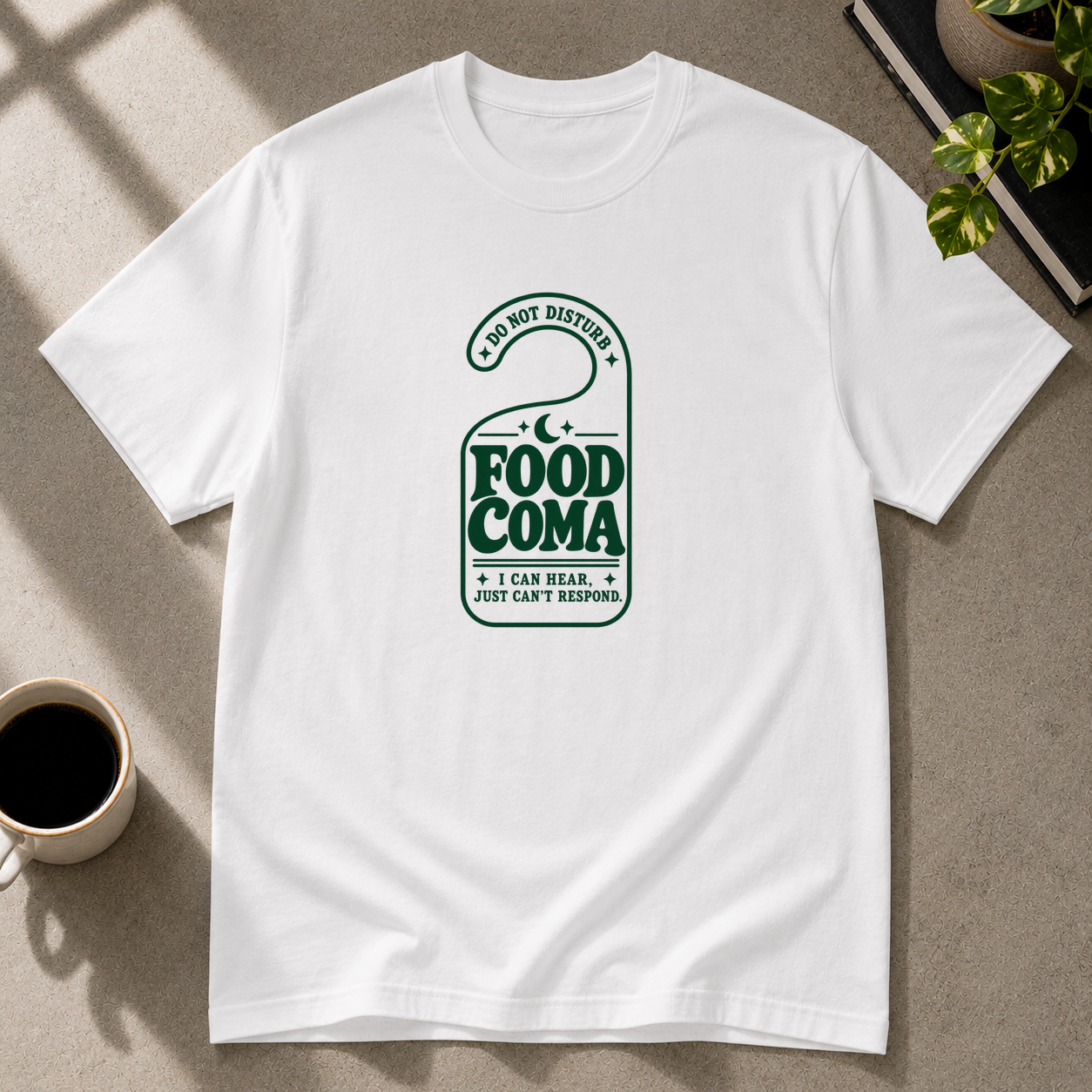 Food Coma graphic T-shirt in white by Butter & Tonic on l tee by Butter & Tonic