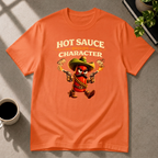 Hot sauce graphic T-shirt in orange by Butter & Tonic on 2xl tee by Butter & Tonic