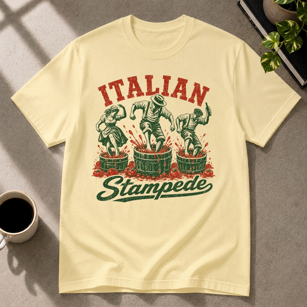 Italian food graphic T-shirt in cornsilk by Butter & Tonic on xl tee by Butter & Tonic