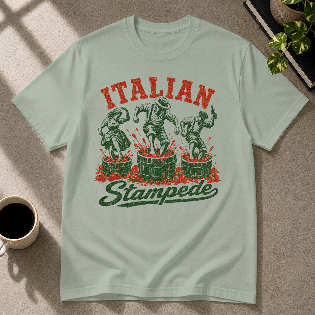 Italian food graphic T-shirt in sage by Butter & Tonic on m tee by Butter & Tonic