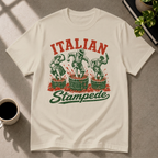Italian food graphic T-shirt in sand by Butter & Tonic on 2xl tee by Butter & Tonic