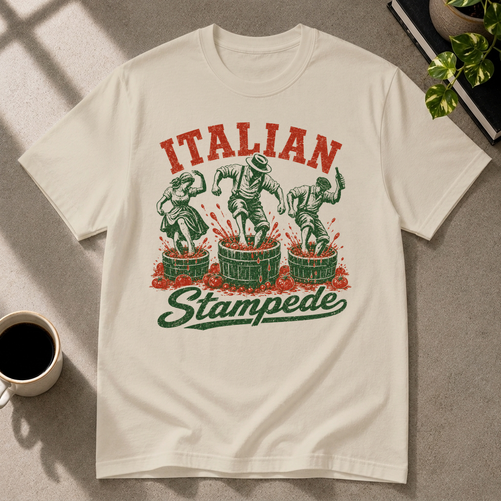 Italian food graphic T-shirt in sand by Butter & Tonic on 2xl tee by Butter & Tonic