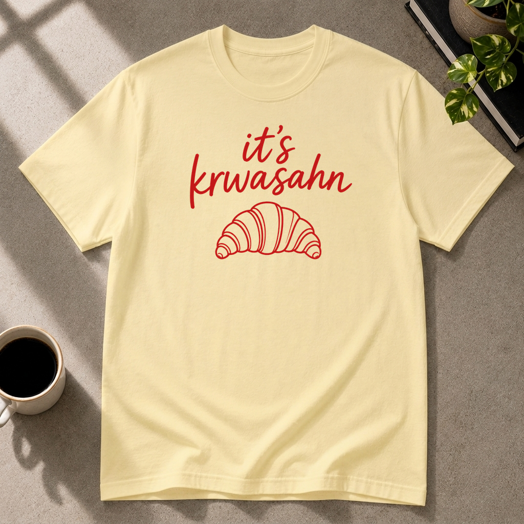 Croissant graphic T-shirt in cornsilk by Butter & Tonic on xl tee by Butter & Tonic