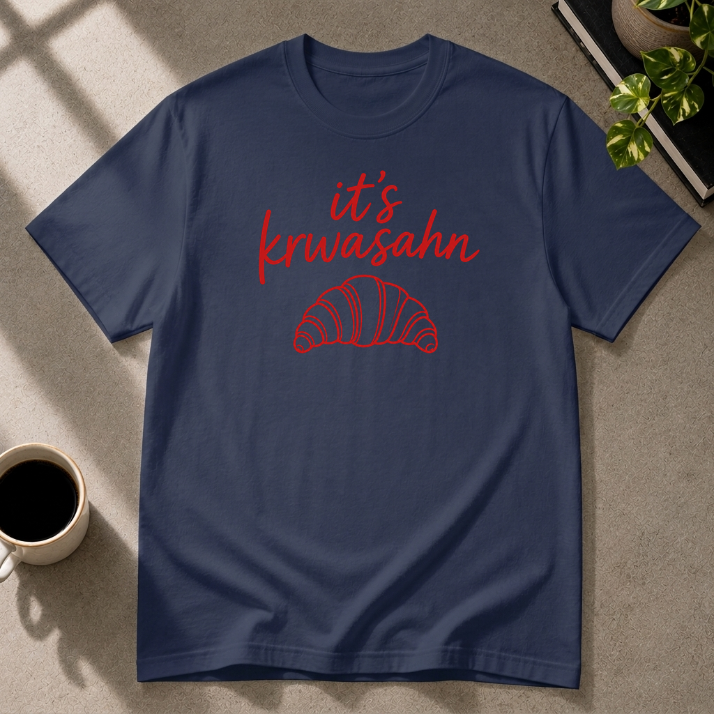 Croissant graphic T-shirt in navy by Butter & Tonic on 2xl tee by Butter & Tonic