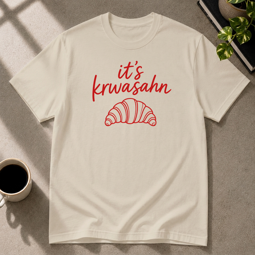 Croissant graphic T-shirt in sand by Butter & Tonic on m tee by Butter & Tonic