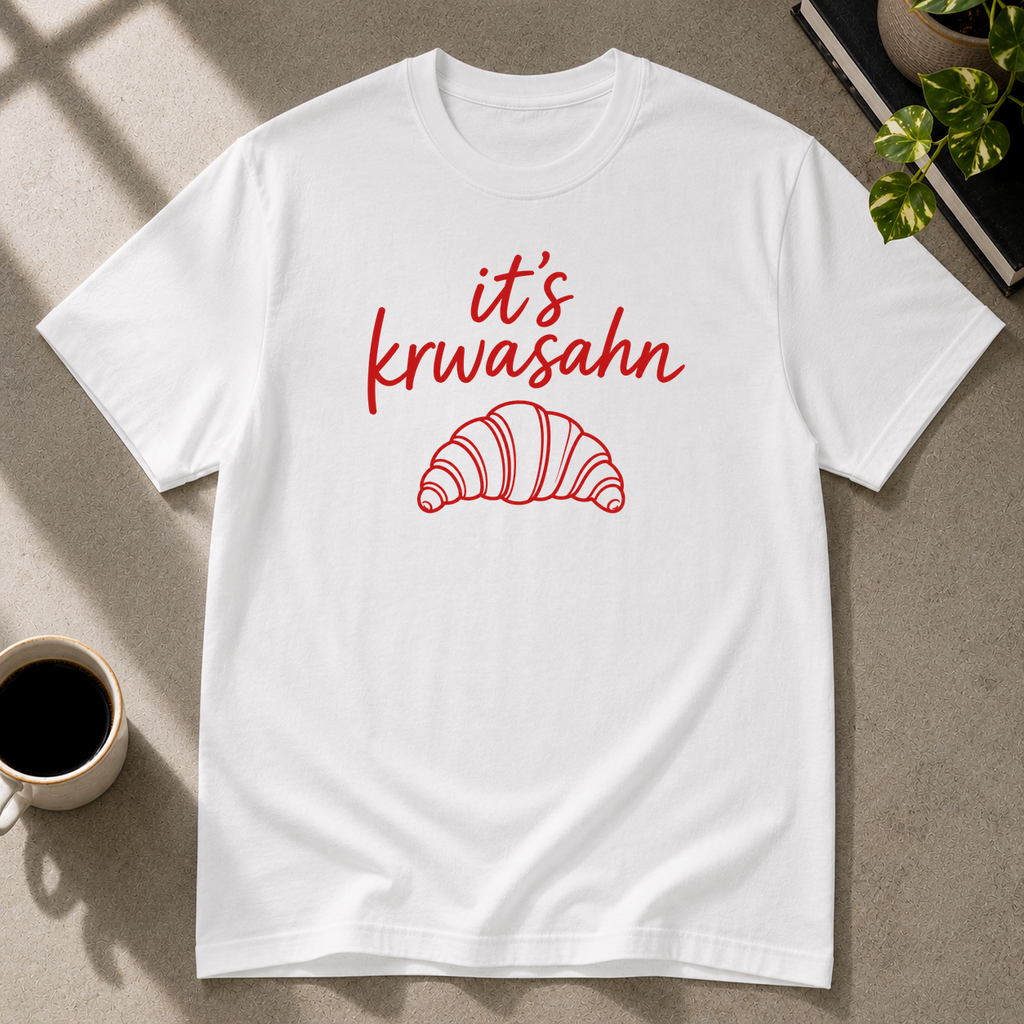 Croissant graphic T-shirt in white by Butter & Tonic on 3xl tee by Butter & Tonic