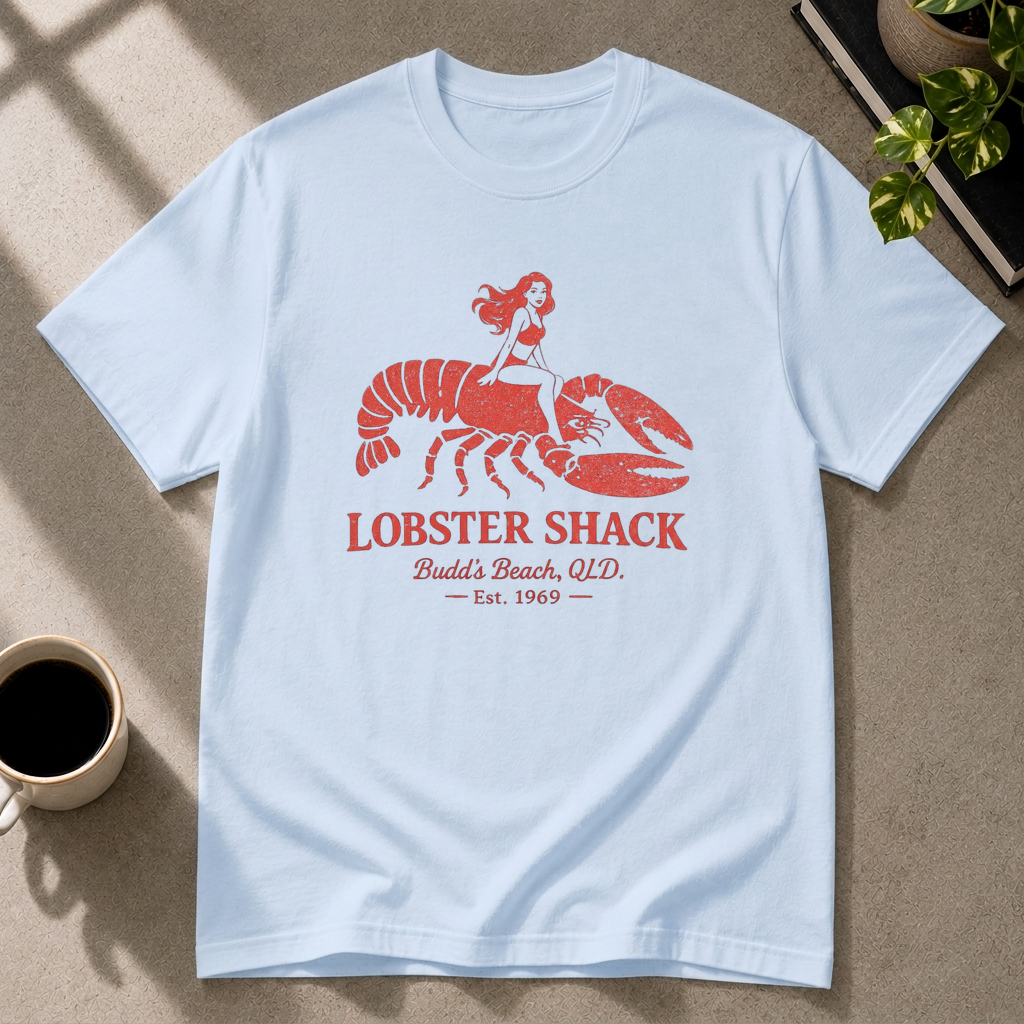 Lobster graphic T-shirt in light-blue by Butter & Tonic on xs tee by Butter & Tonic