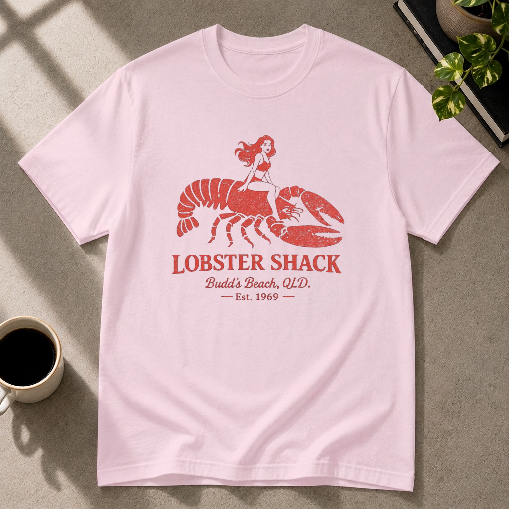 Lobster graphic T-shirt in light-pink by Butter & Tonic on l tee by Butter & Tonic