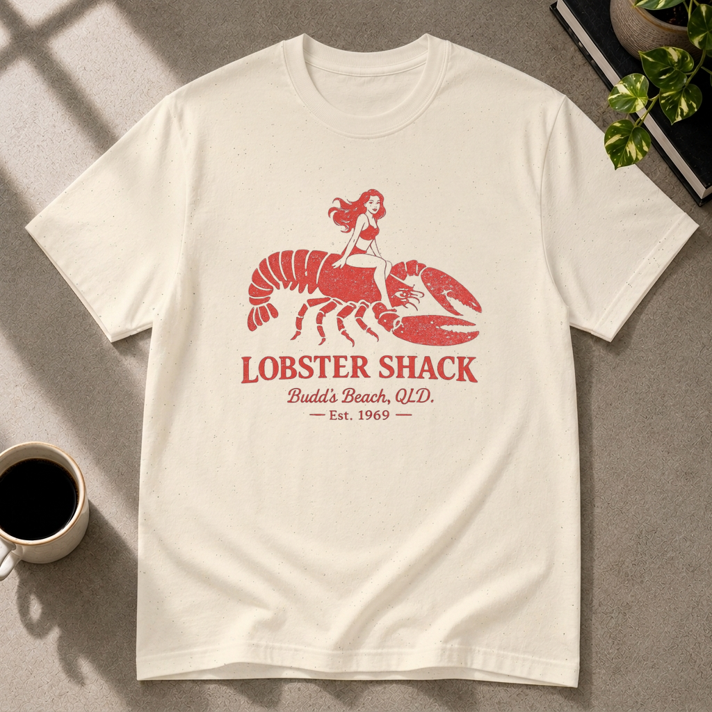 Lobster graphic T-shirt in natural by Butter & Tonic on 2xl tee by Butter & Tonic