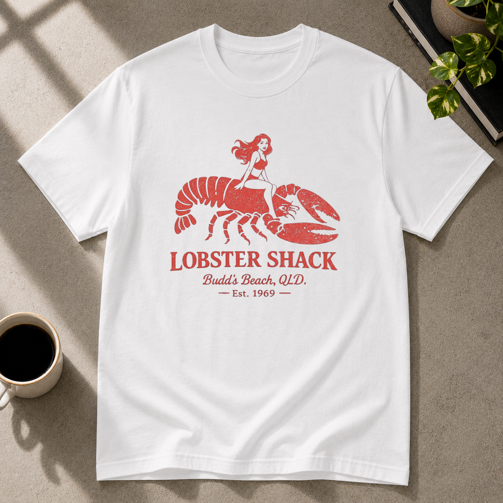 Lobster graphic T-shirt in white by Butter & Tonic on m tee by Butter & Tonic