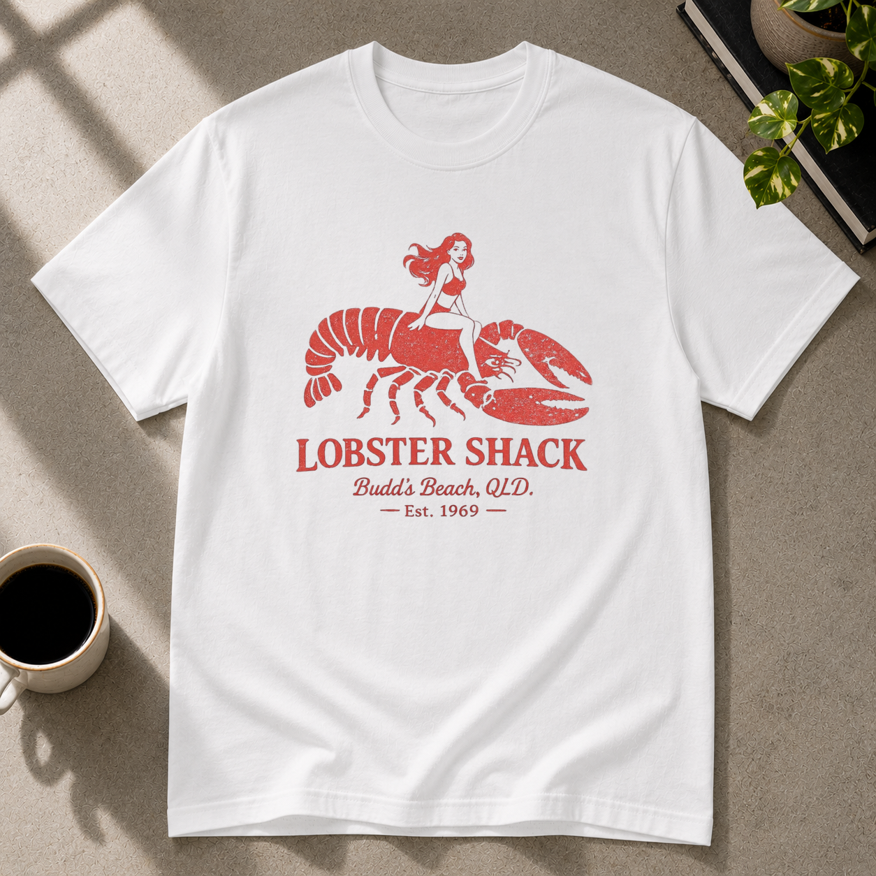 Lobster graphic T-shirt in white by Butter & Tonic on m tee by Butter & Tonic