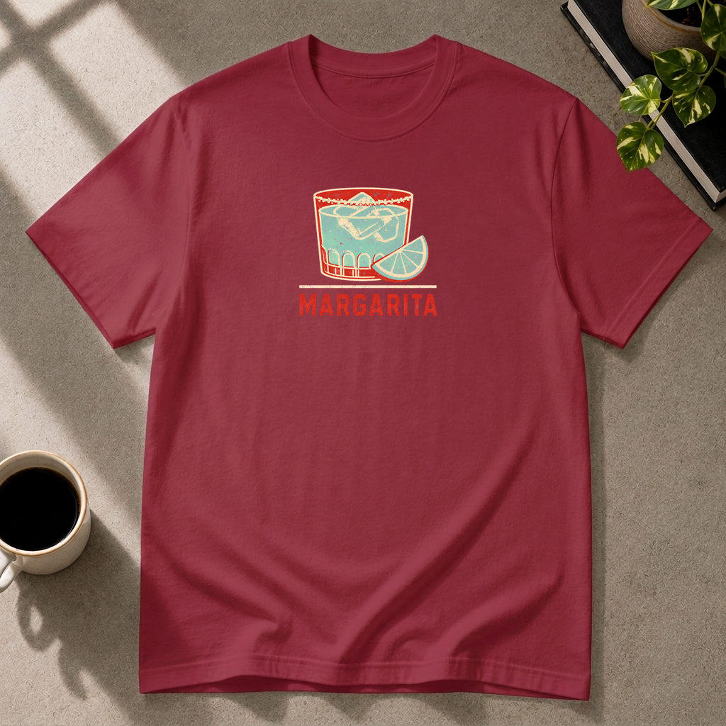 Margarita graphic T-shirt in cardinal-red by Butter & Tonic on 2xl tee by Butter & Tonic