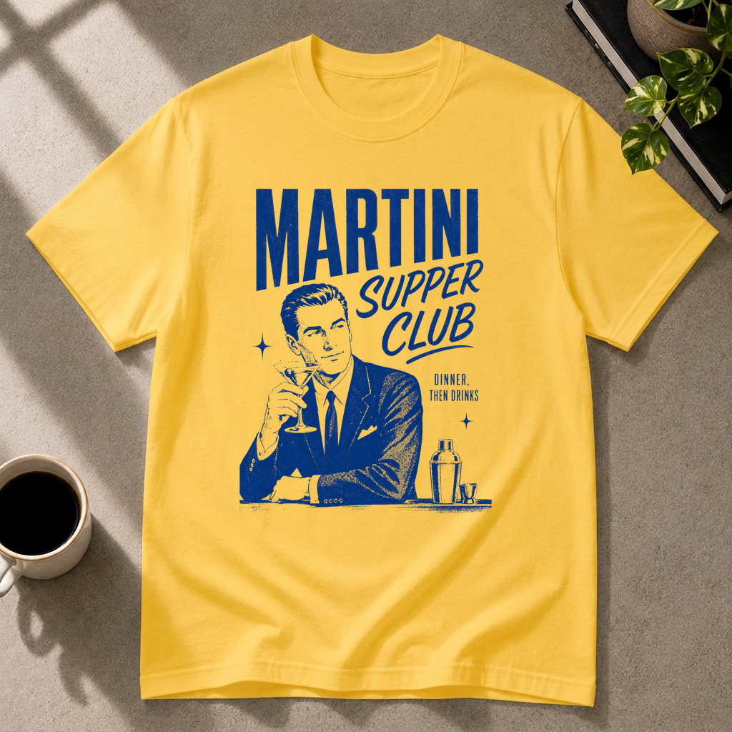 Martini graphic T-shirt in daisy by Butter & Tonic on m tee by Butter & Tonic
