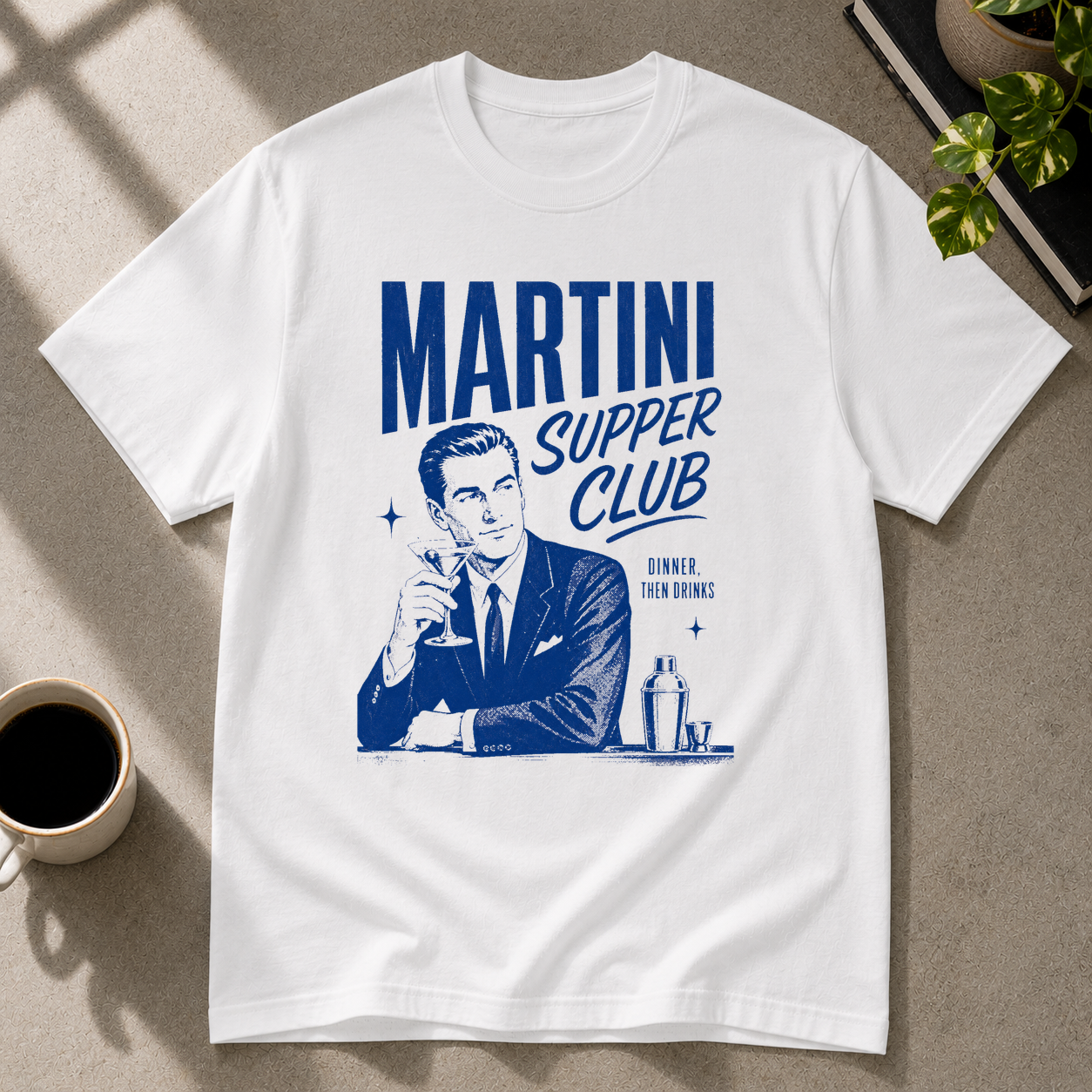 Martini graphic T-shirt in white by Butter & Tonic on s tee by Butter & Tonic
