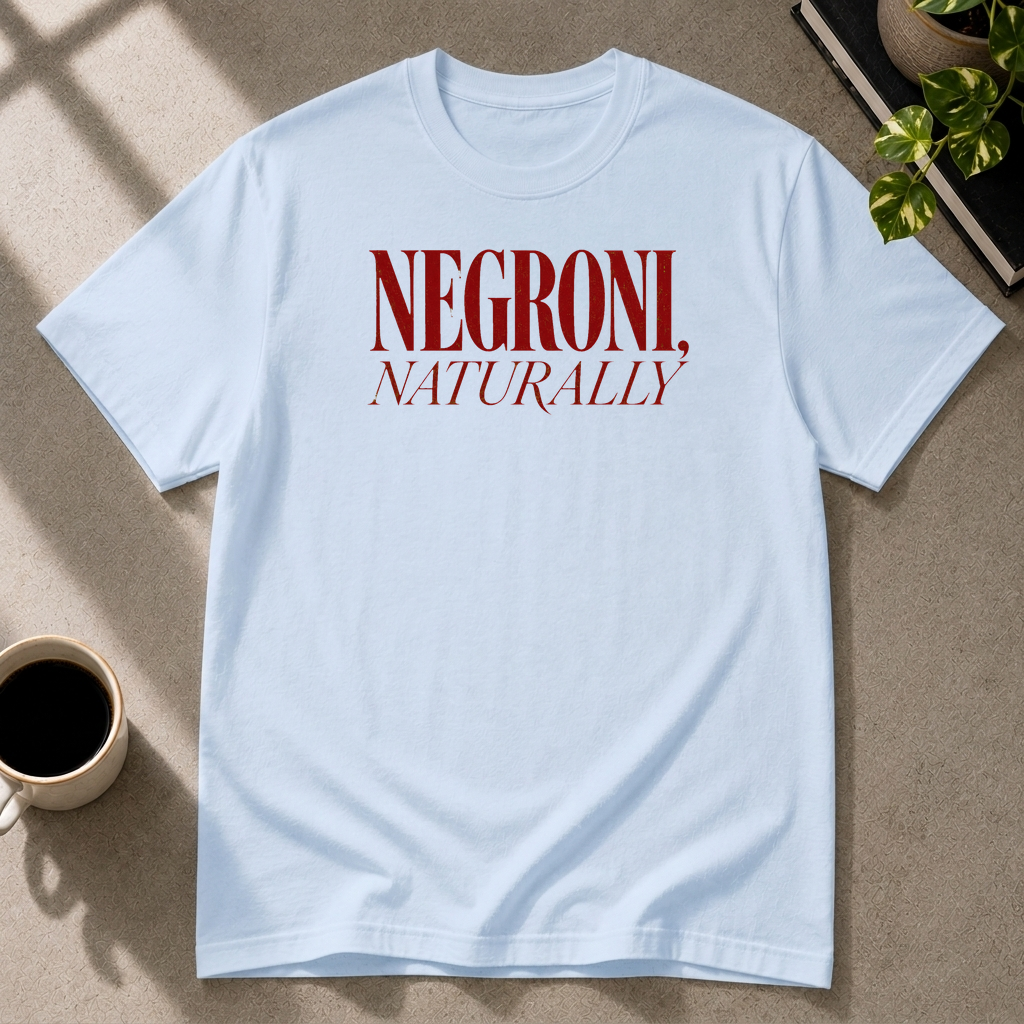 Negroni graphic T-shirt in light-blue by Butter & Tonic on xl tee by Butter & Tonic
