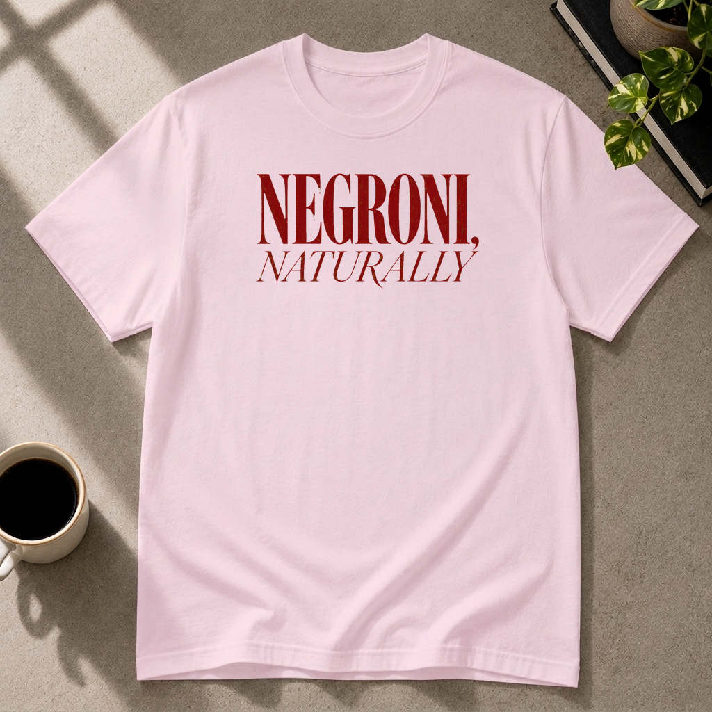 Negroni graphic T-shirt in light-pink by Butter & Tonic on s tee by Butter & Tonic