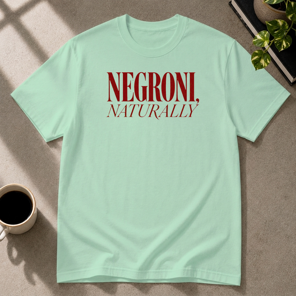 Negroni graphic T-shirt in mint-green by Butter & Tonic on s tee by Butter & Tonic