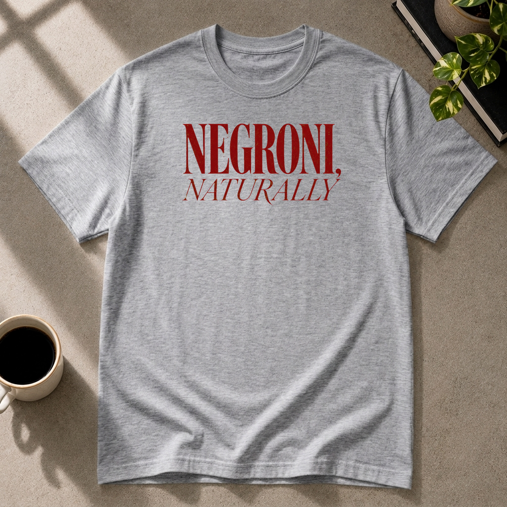 Negroni graphic T-shirt in sport-grey by Butter & Tonic on m tee by Butter & Tonic