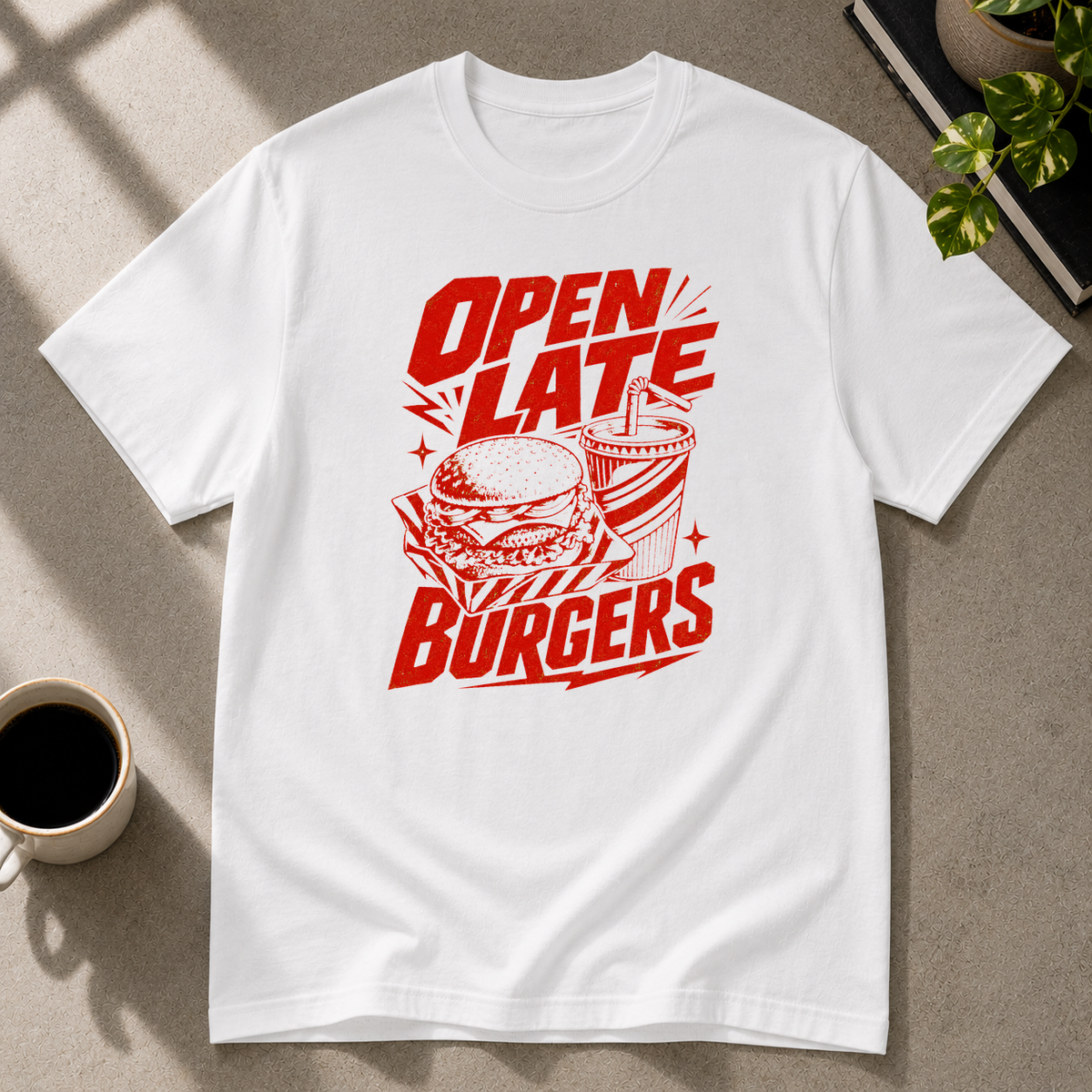 Burger graphic T-shirt in white by Butter & Tonic on m tee by Butter & Tonic