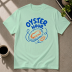 Oyster graphic T-shirt in mint-green by Butter & Tonic on 2xl tee by Butter & Tonic