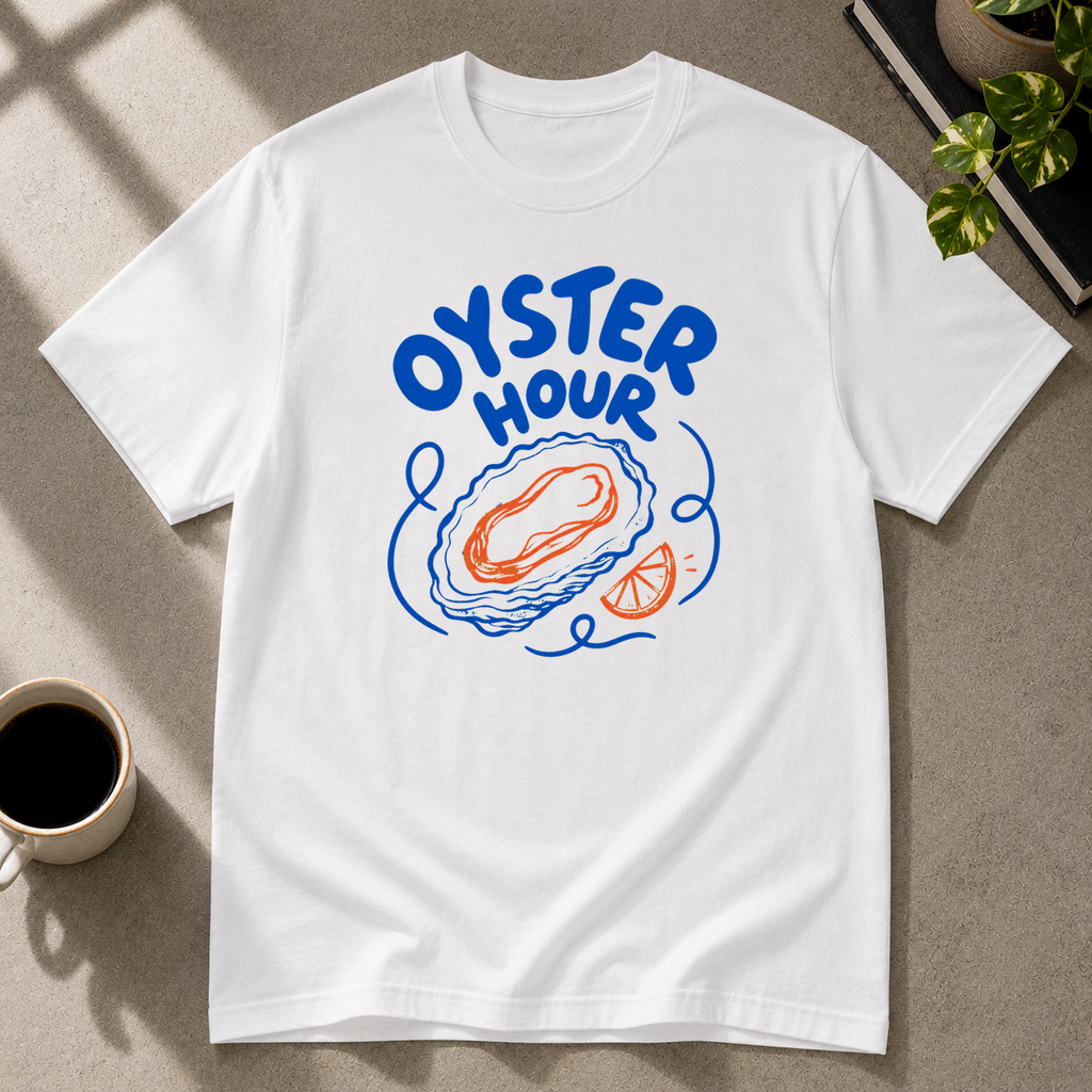 Oyster graphic T-shirt in white by Butter & Tonic on s tee by Butter & Tonic
