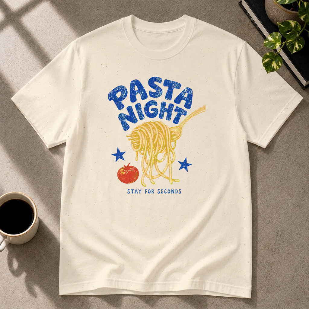 Pasta graphic T-shirt in natural by Butter & Tonic on l tee by Butter & Tonic