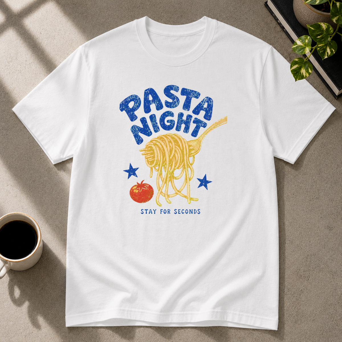 Pasta graphic T-shirt in white by Butter & Tonic on s tee by Butter & Tonic