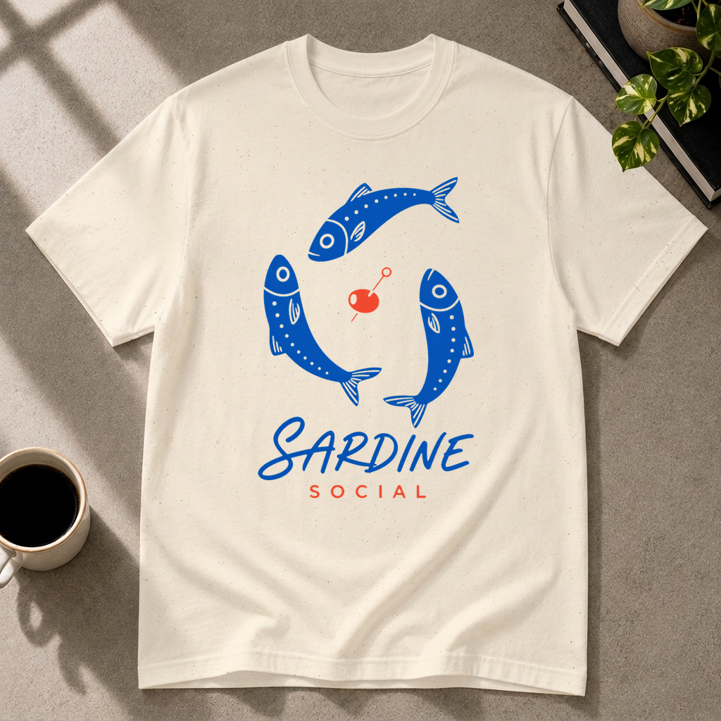Sardine graphic T-shirt in natural by Butter & Tonic on xl tee by Butter & Tonic