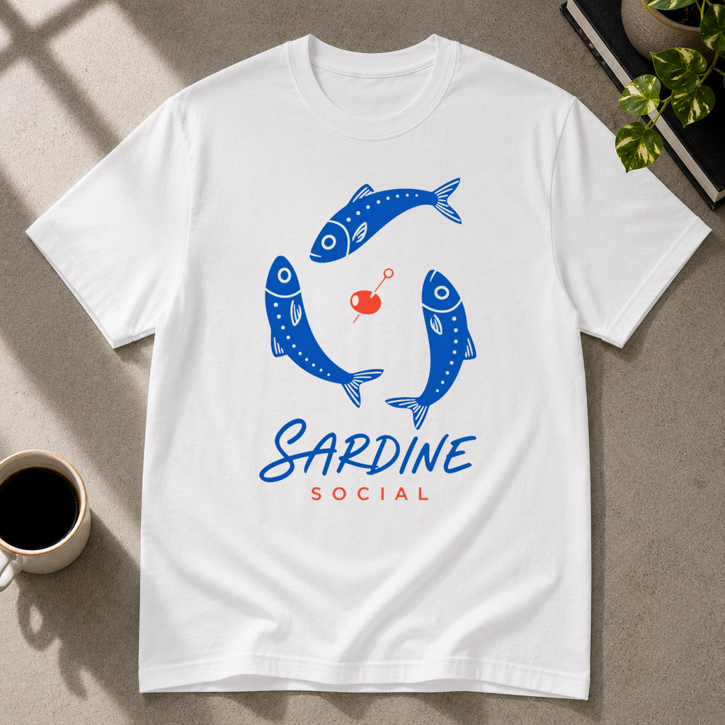 Sardine graphic T-shirt in white by Butter & Tonic on s tee by Butter & Tonic