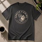 Spritz & Chips graphic T-shirt in black by Butter & Tonic on s tee by Butter & Tonic
