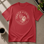 Spritz & Chips graphic T-shirt in cherry-red by Butter & Tonic on 2xl tee by Butter & Tonic