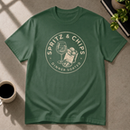 Spritz & Chips graphic T-shirt in forest-green by Butter & Tonic on xl tee by Butter & Tonic