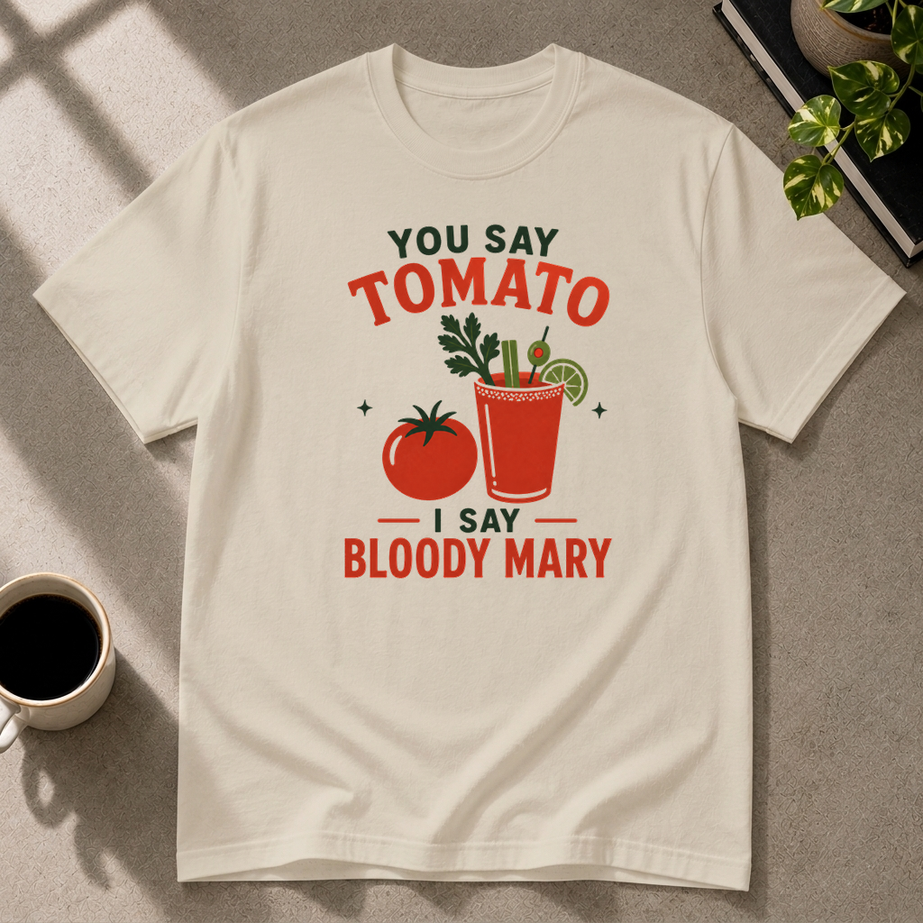 Tomato graphic T-shirt in sand by Butter & Tonic on 2xl tee by Butter & Tonic