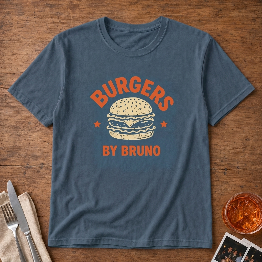 Burgers by Bruno graphic T-shirt in charcoal by Butter & Tonic
