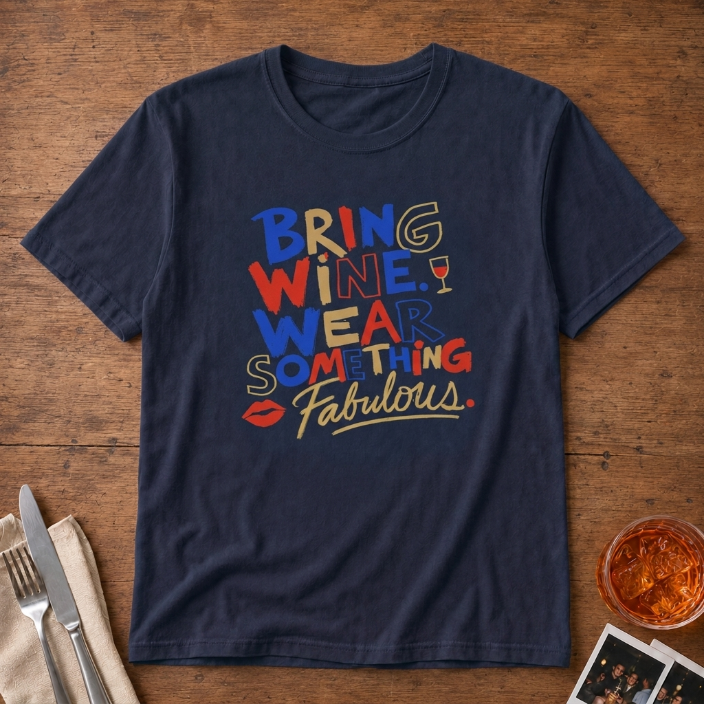 Wear Something Fabulous graphic T-shirt in Navy by Butter & Tonic