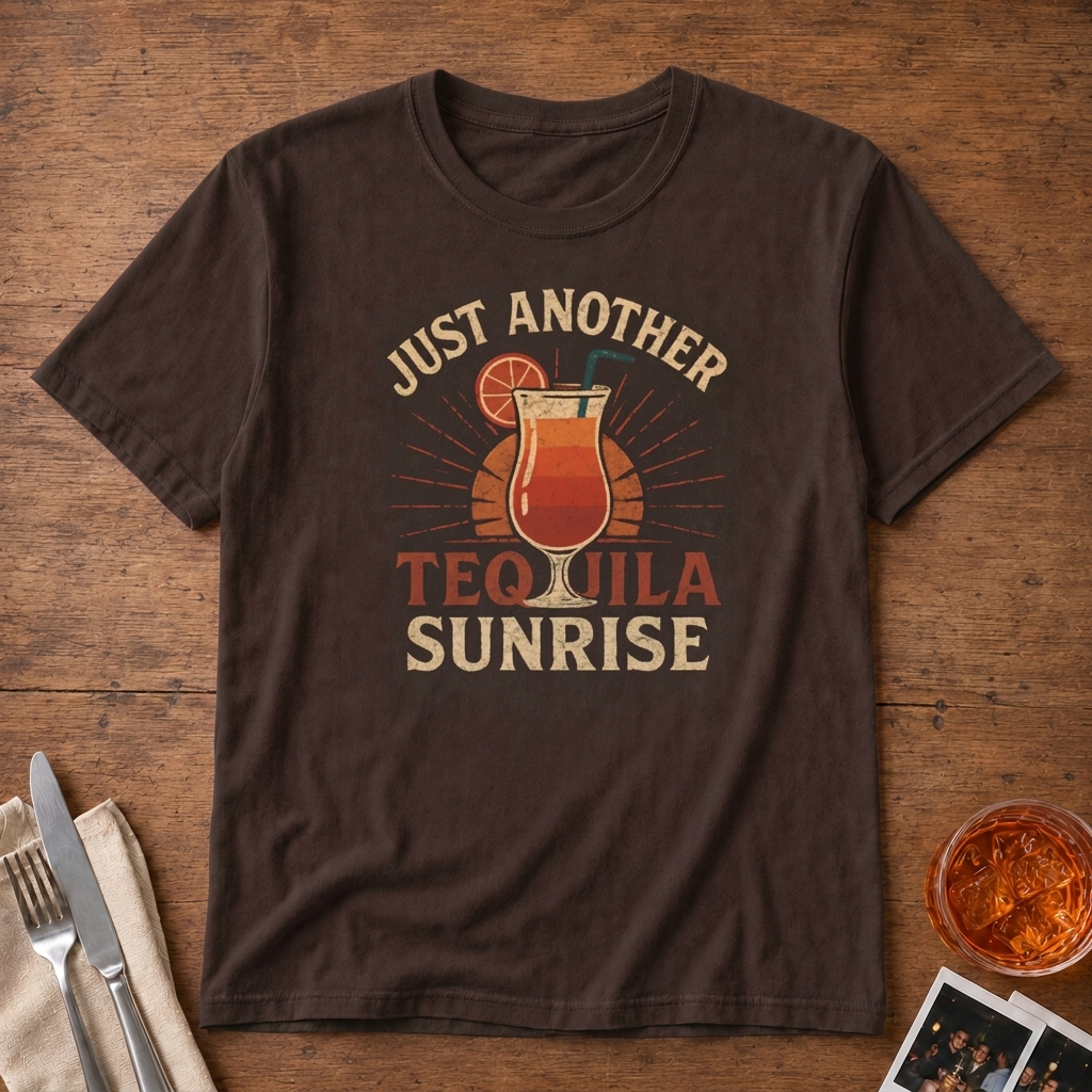 Another Tequila Sunrise graphic T-shirt in navy by Butter & Tonic