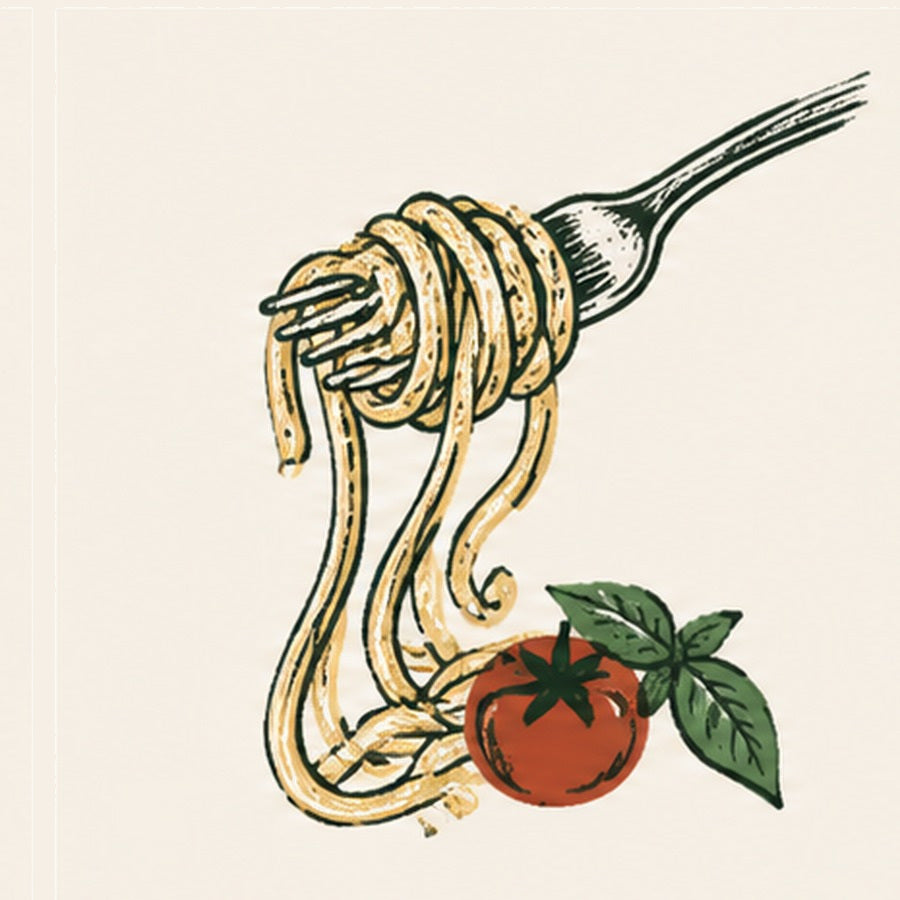 Spaghetti and fork illustration