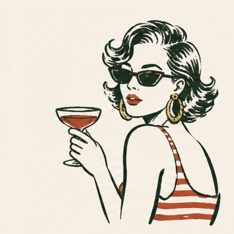 Woman holding a cocktail illustration