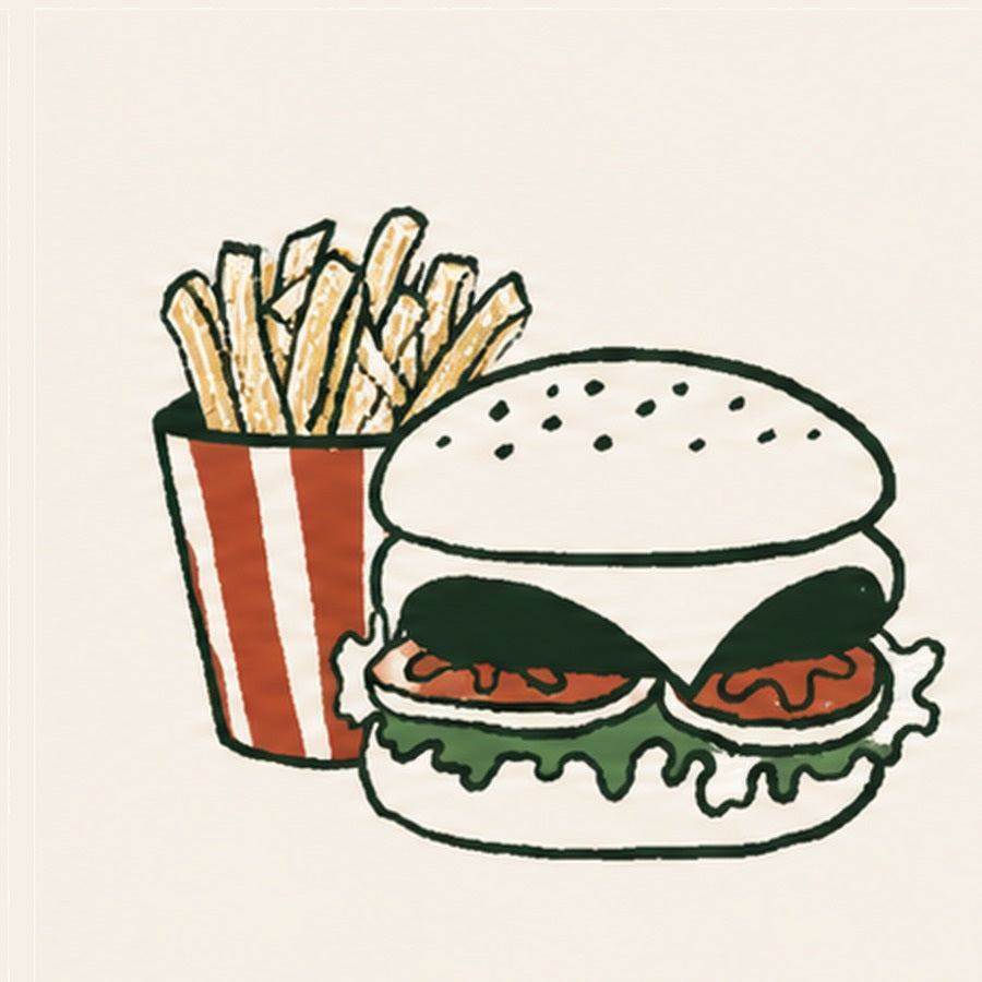 Burger and fries illustration